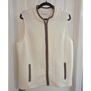 Alfred Dunner Sizev14 Womens Quilted Vest Sleeveless Padded Full‎ Zip Cream